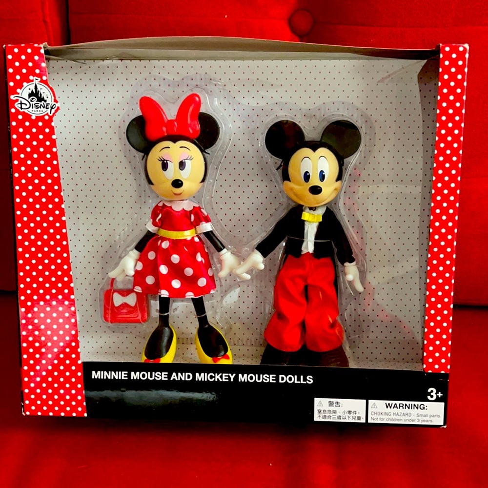 Disney Parks Minnie Mouse and Mickey Mouse Dolls Set Limited New with Box